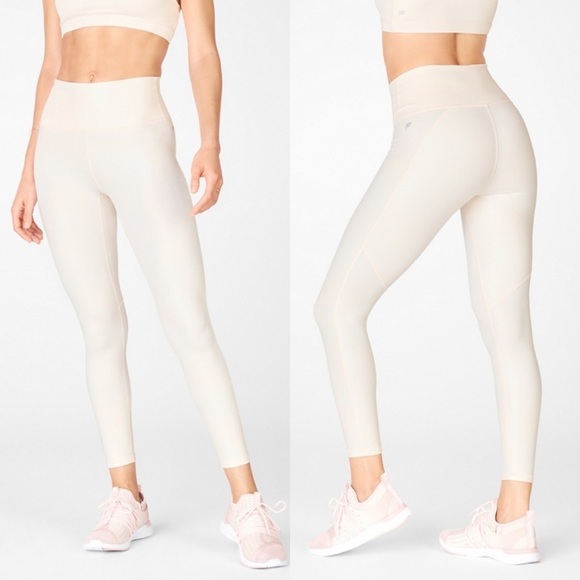 Fabletics PureLuxe High-Waisted Iridescent 7/8 Legging, Pearlescent Ivory - Picture 1 of 6